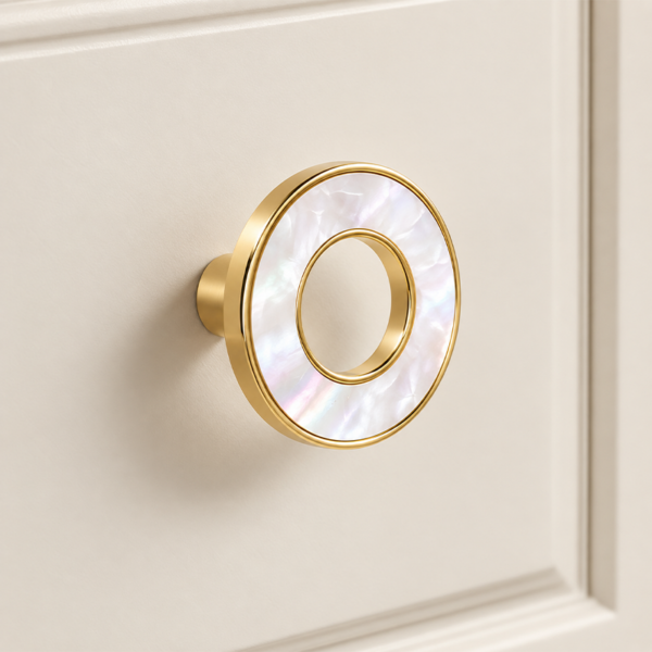 Decorative Brass Acrylic Circular Cabinet Knobs - 2-Piece Set