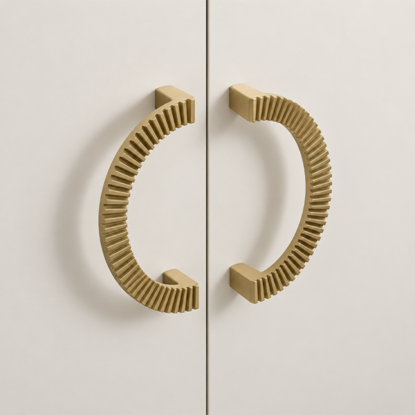 Semi-Circular Gold Brass Cabinet Pull Handles – Nordic Style, 2-Piece Set