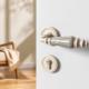 French-Style Beige Ceramic Silent Door Handle and Lock Set