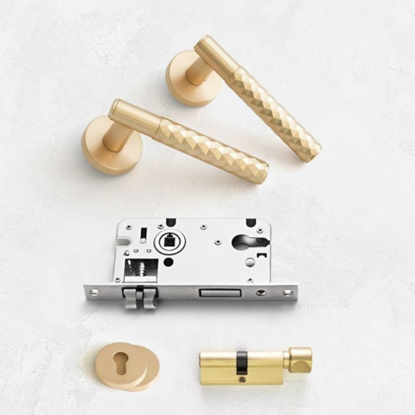 Luxury Minimalist Silent Door Handle and Lock Set for Bedrooms