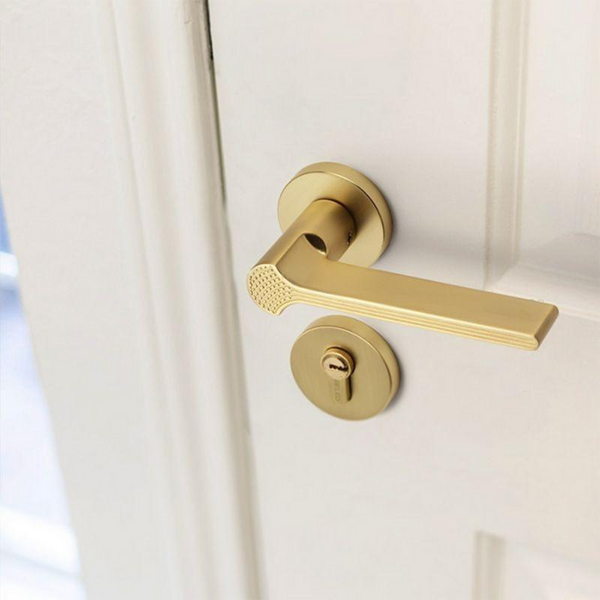 2 Zinc Alloy Silent Door Handle and Lock Set – French Style