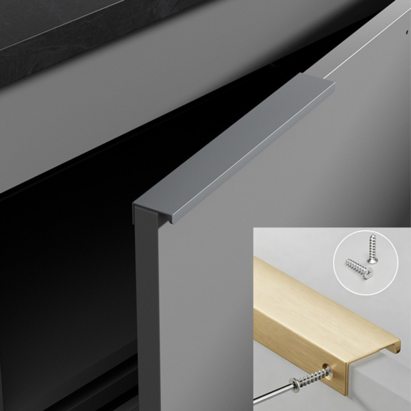 Minimalist Concealed Aluminum Edge Pulls for Cabinets and Drawers - 2-Piece Set