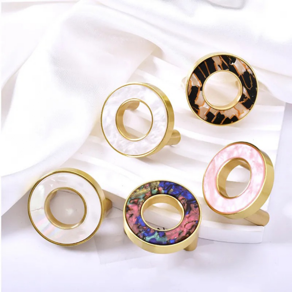 2 Decorative Brass Acrylic Circular Cabinet Knobs - 2-Piece Set