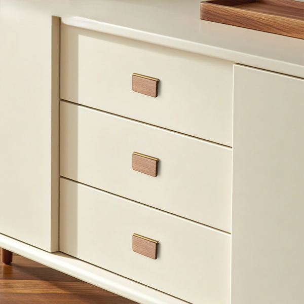 Modern Walnut Wood Zinc Alloy Cabinet Pull Handles - 2-Piece Set
