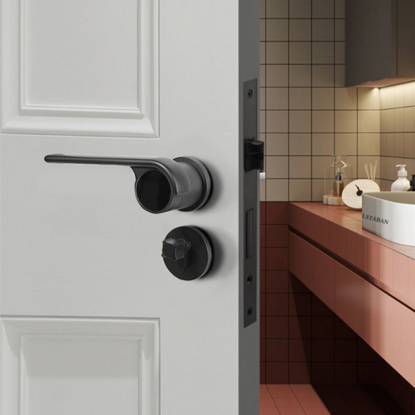 Aluminum Alloy Privacy Door Handle and Lock Set for Bedrooms and Bathrooms