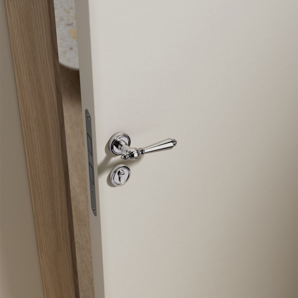 European-Style Silver Zinc Alloy Quiet Door Handle and Lock Set