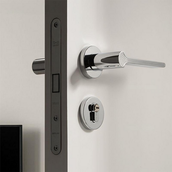 3 Zinc Alloy Silent Door Handle and Lock Set – French Style