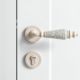 French-Style Beige Ceramic Silent Door Handle and Lock Set