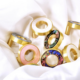 3 Decorative Brass Acrylic Circular Cabinet Knobs - 2-Piece Set