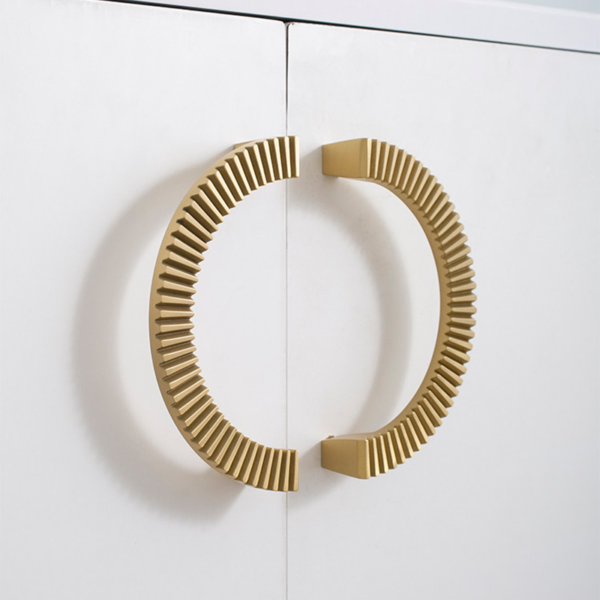 Semi-Circular Gold Brass Cabinet Pull Handles – Nordic Style, 2-Piece Set