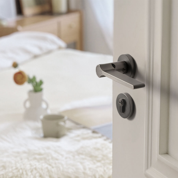 4 Zinc Alloy Silent Door Handle and Lock Set – French Style