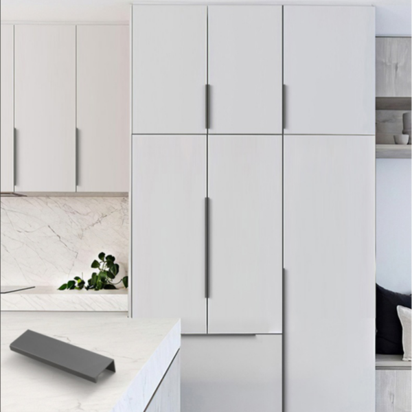 Minimalist Concealed Aluminum Edge Pulls for Cabinets and Drawers - 2-Piece Set
