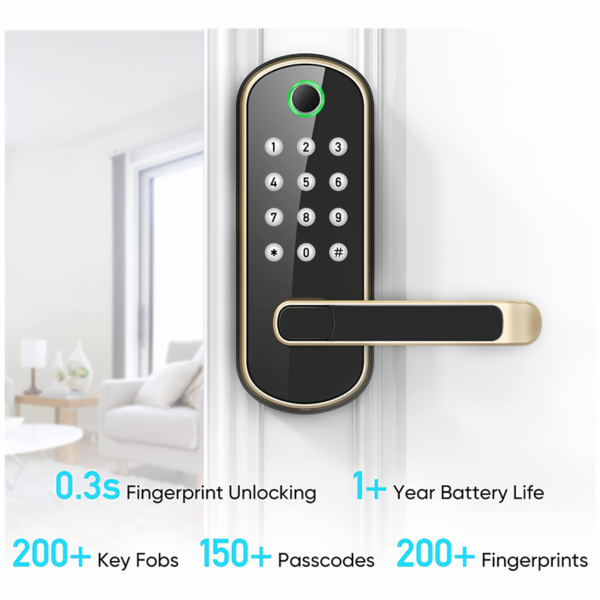 Smart Door Handle Lock with Fingerprint, NFC and App Control
