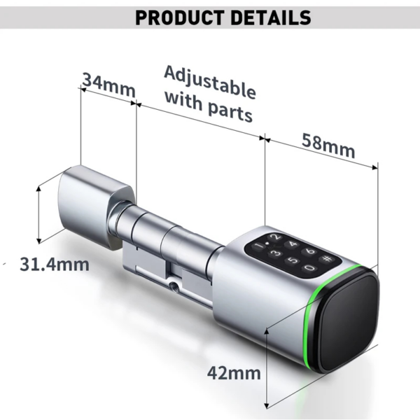 Smart Lock Cylinder with Fingerprint, PIN Code and Tuya App