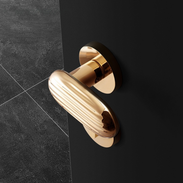 Antique Gold Split Door Handle and Lock Set for Interior Doors
