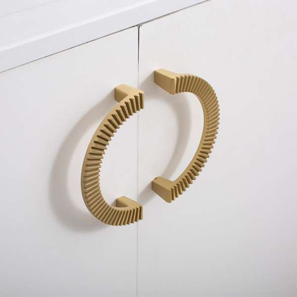 Semi-Circular Gold Brass Cabinet Pull Handles – Nordic Style, 2-Piece Set