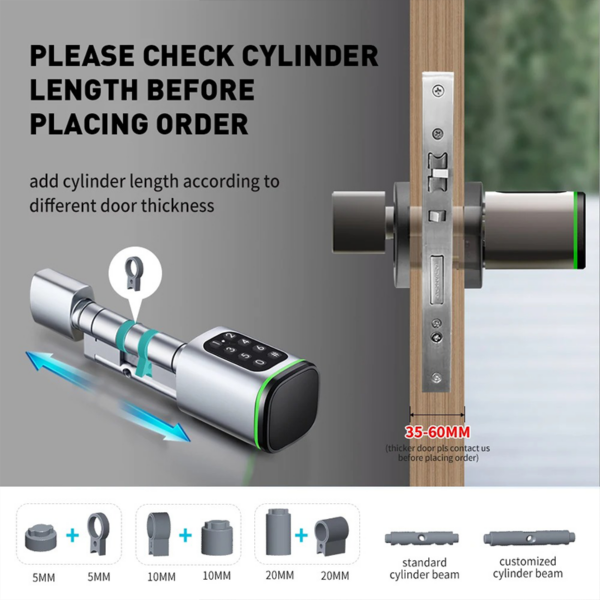 Smart Lock Cylinder with Fingerprint, PIN Code and Tuya App