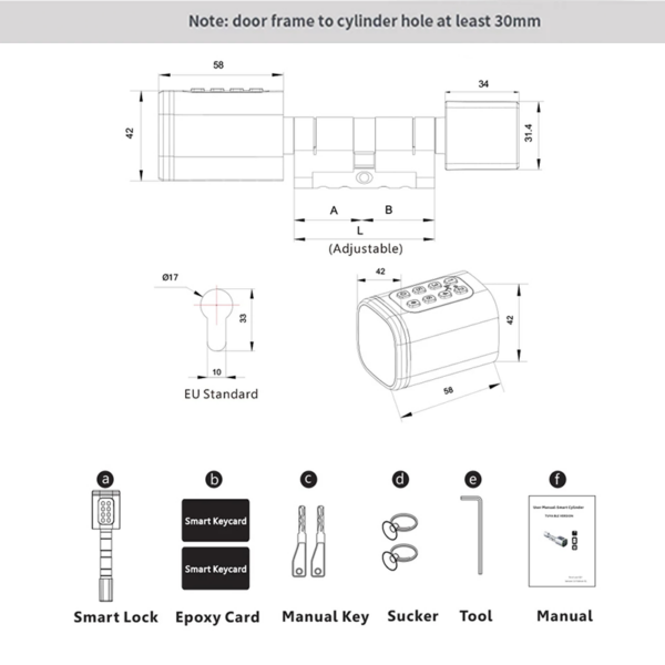 Smart Lock Cylinder with Fingerprint, PIN Code and Tuya App