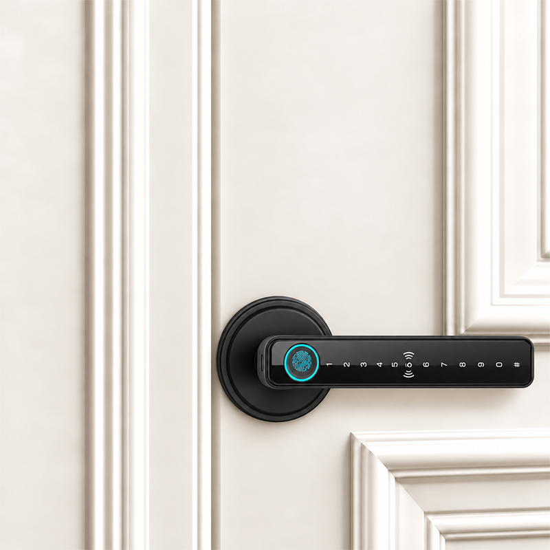 Smart Fingerprint Door Handle Lock with Keypad & Tuya App