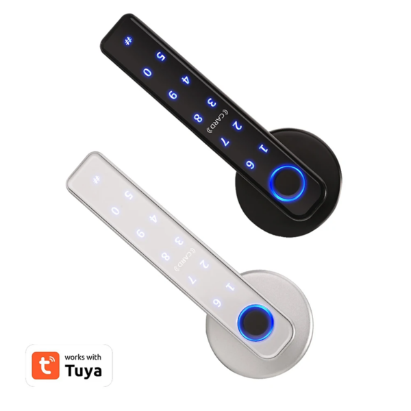 Keyless Fingerprint Door Handle with Dual-Row Keypad