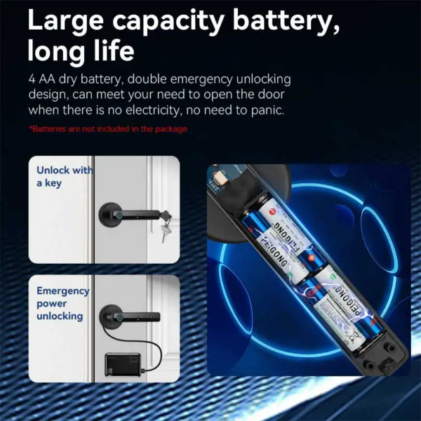 4 Smart Fingerprint Door Handle Lock with Keypad & Tuya App