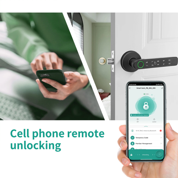 5-in-1 Smart Door Handle Lock with Fingerprint, Password, RFID Card and Tuya App
