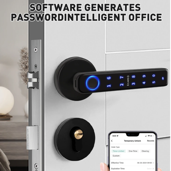 Keyless Fingerprint Door Handle with Dual-Row Keypad
